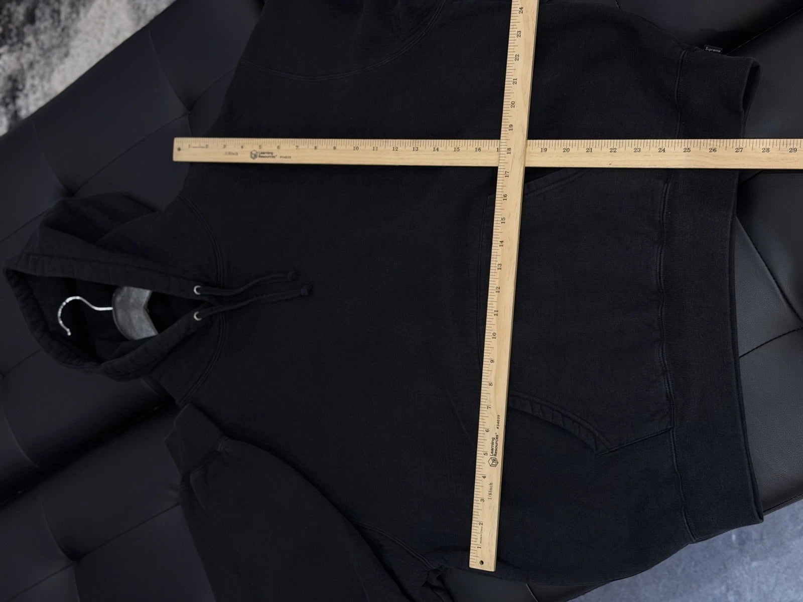 Supreme Satin Appliqué Black Pullover Hoodie