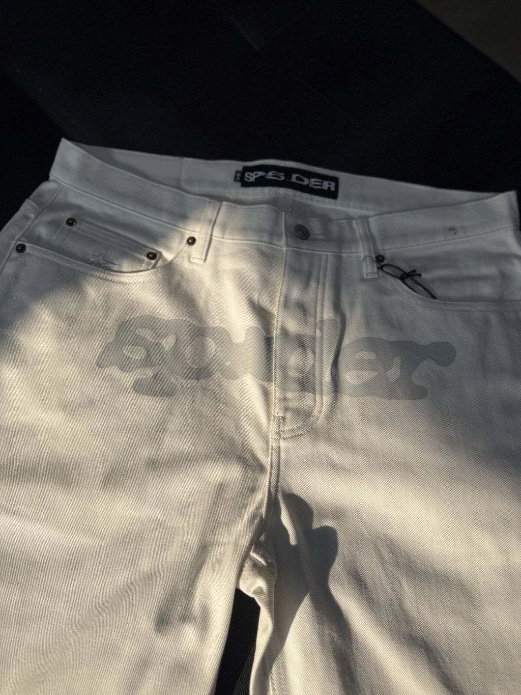 Sp5der OG Logo Denim Shorts - Deadstockdenimla