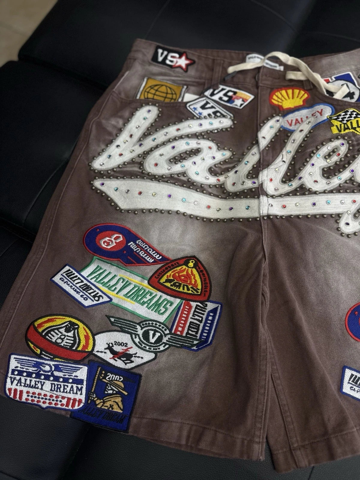 Valley Brown Denim Patchwork Shorts - Deadstockdenimla