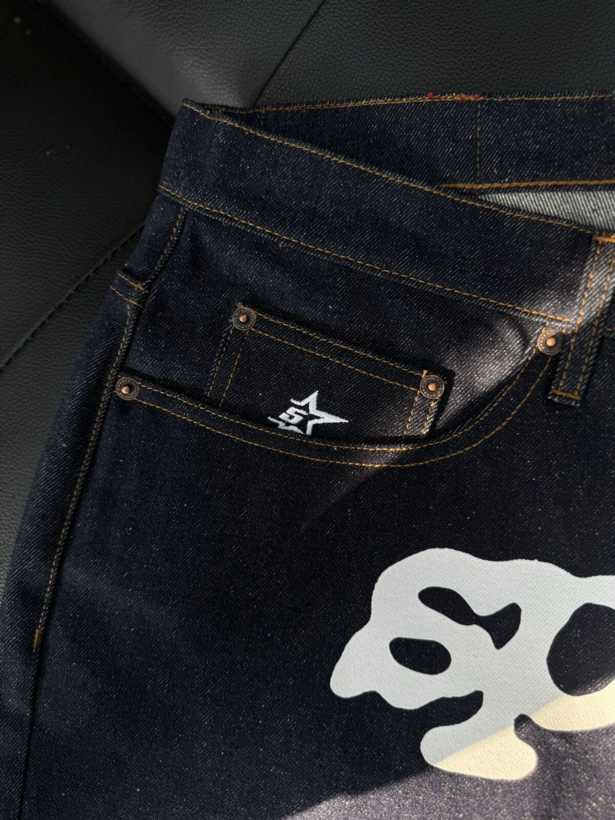 Sp5der OG Logo Denim Short - Deadstockdenimla