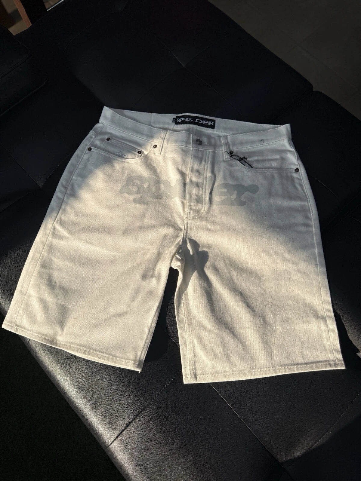 Sp5der OG Logo Denim Shorts - Deadstockdenimla