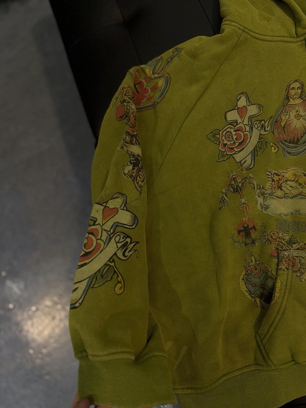 We Are Righteous Green Zip Up Jesus Hoodie - Deadstockdenimla
