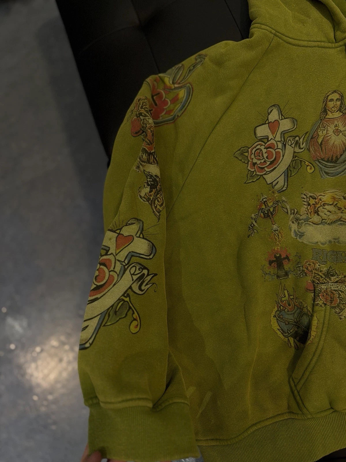 We Are Righteous Green Zip Up Jesus Hoodie - Deadstockdenimla