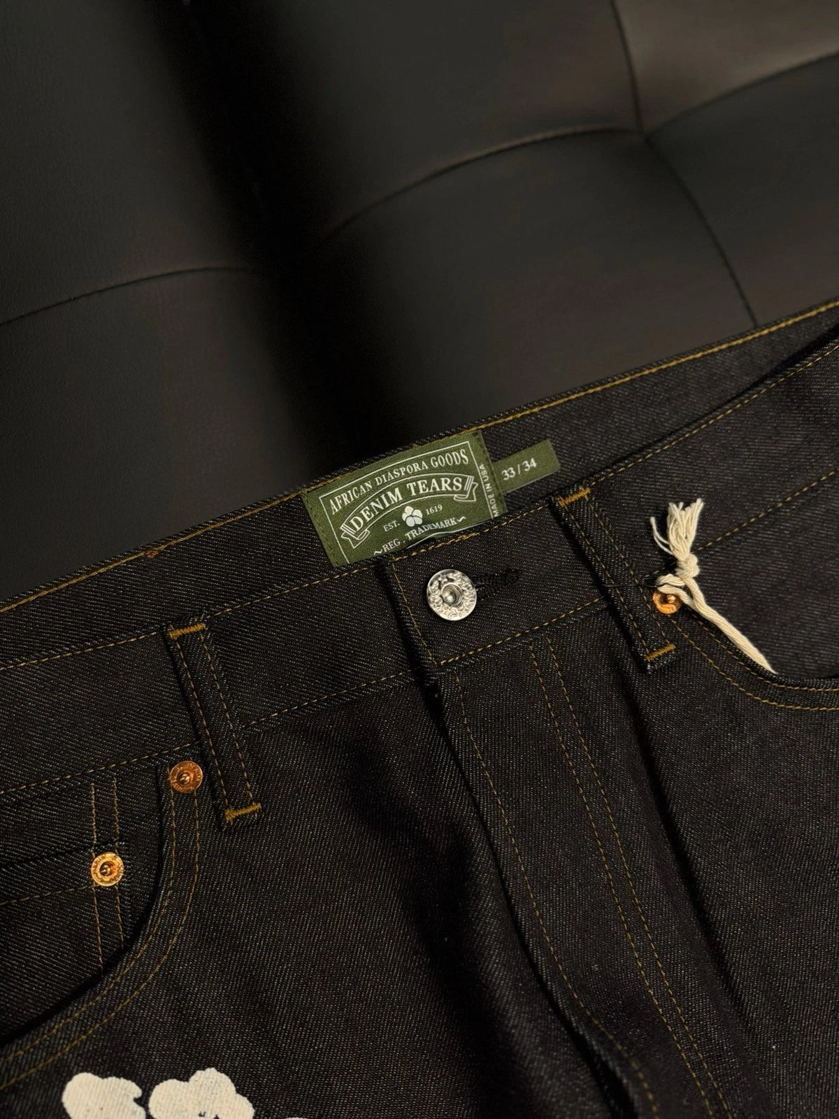 Denim Tears Dark Washed Blue Cotton Wreath Jeans - Deadstockdenimla