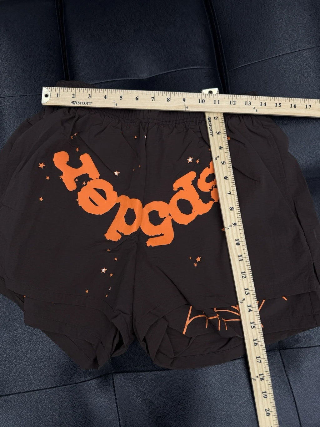Sp5der Brown/Orange OG Double Layer Shorts - Deadstockdenimla