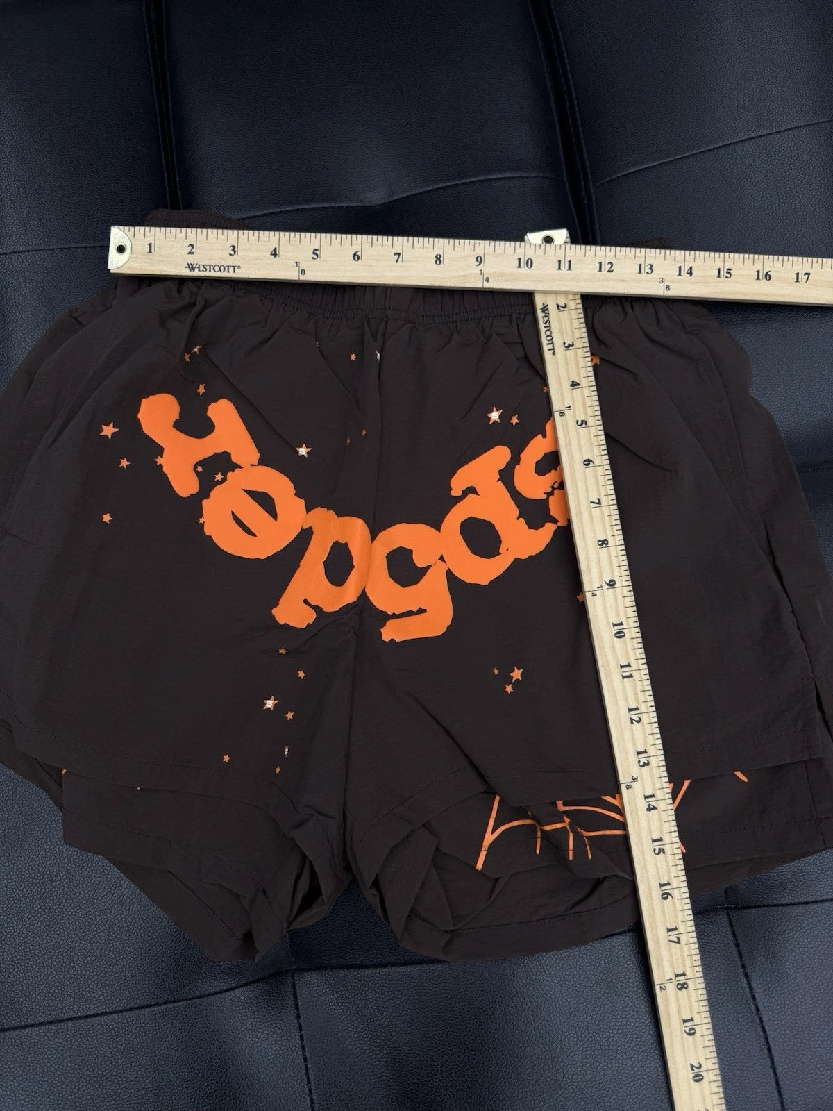 Sp5der Brown/Orange OG Double Layer Shorts - Deadstockdenimla