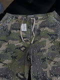 Valley Rhinestone Crystal Shorts Denim Green Camo - Deadstockdenimla