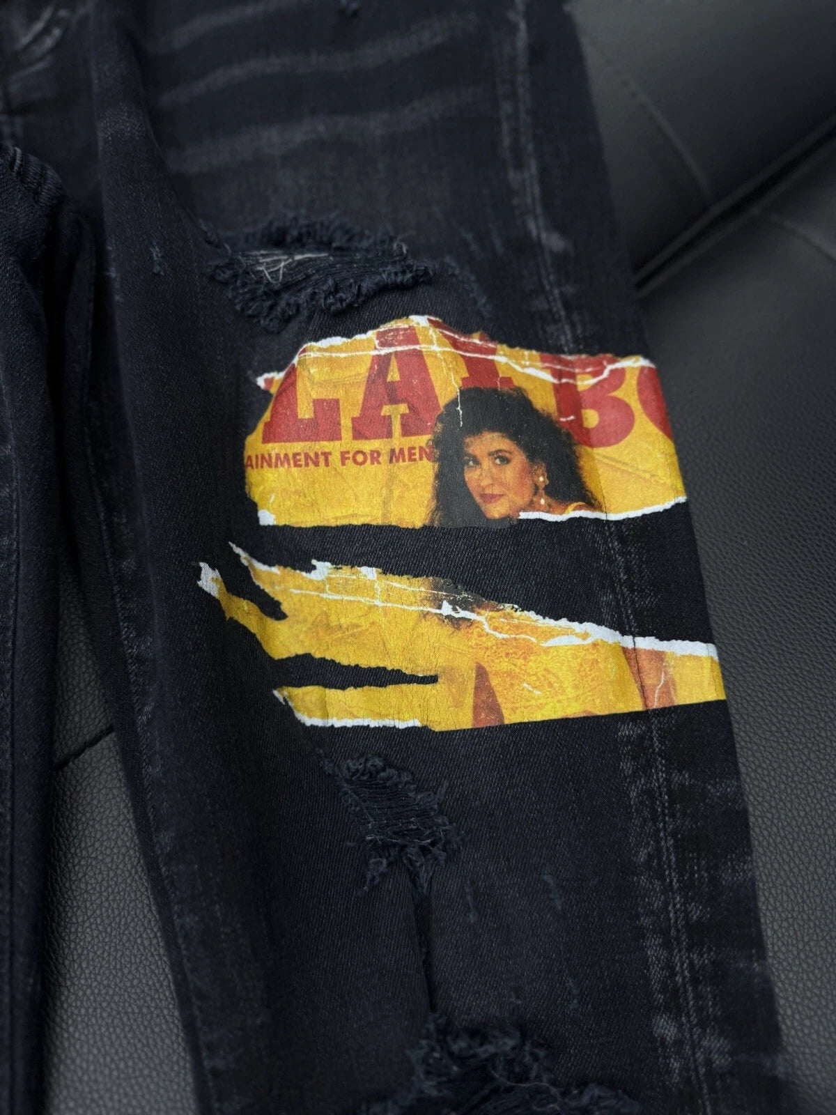 Amiri X Playboy Jeans Black Leg Logo - Deadstockdenimla