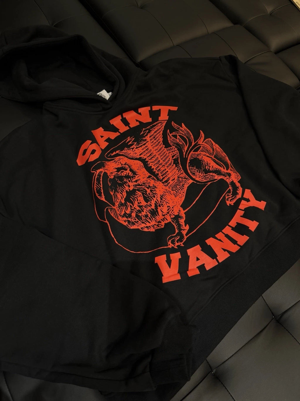 Saint Vanity Pullover Hoodie Black Red - Deadstockdenimla