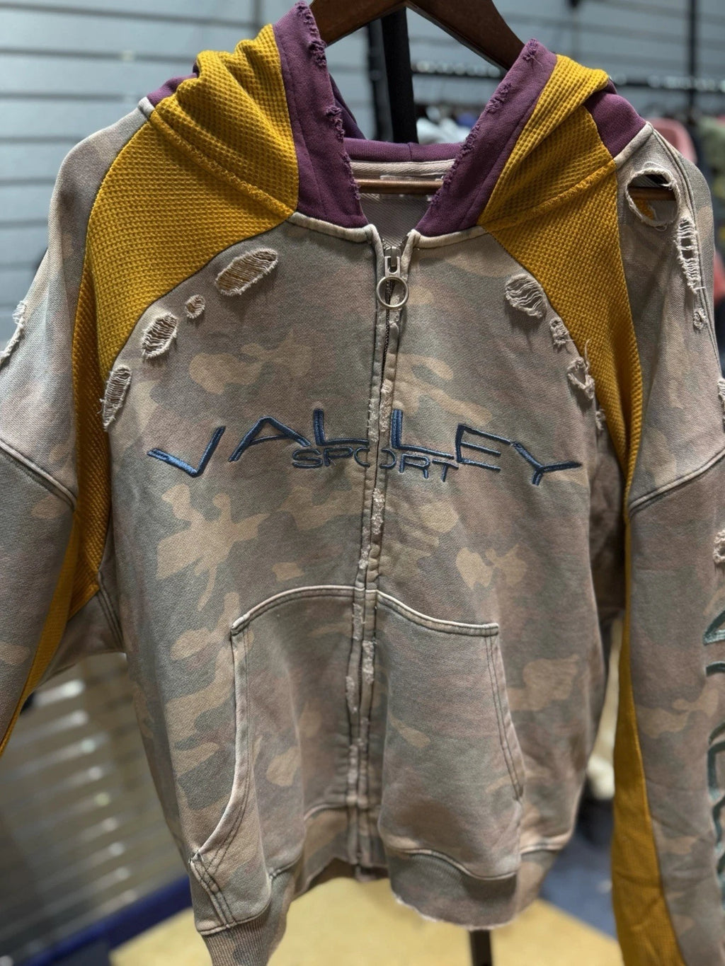 Vale Zip Up Hoodie Puple/Yellow - Deadstockdenimla