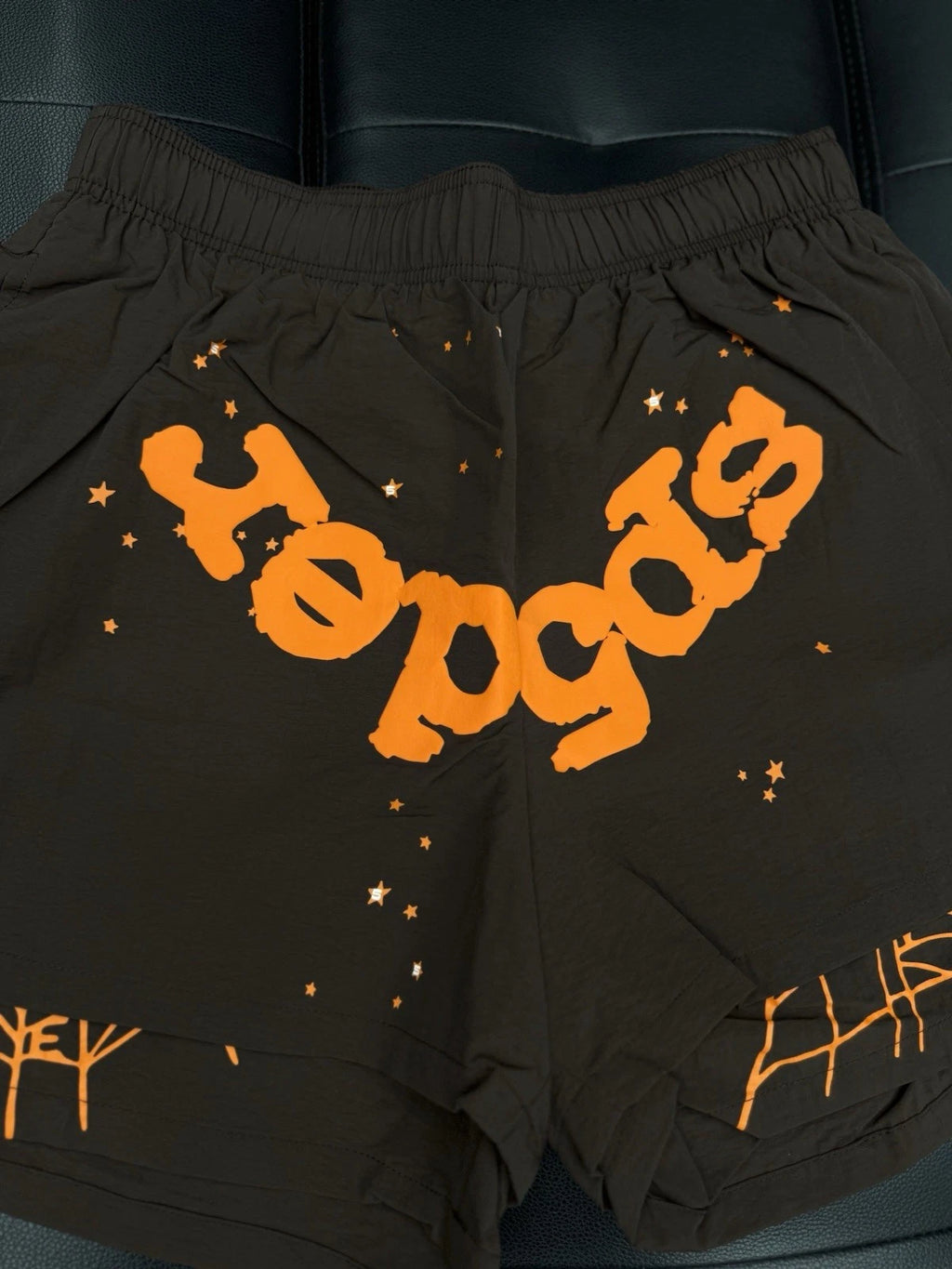 Sp5der Brown/Orange OG Double Layer Shorts - Deadstockdenimla