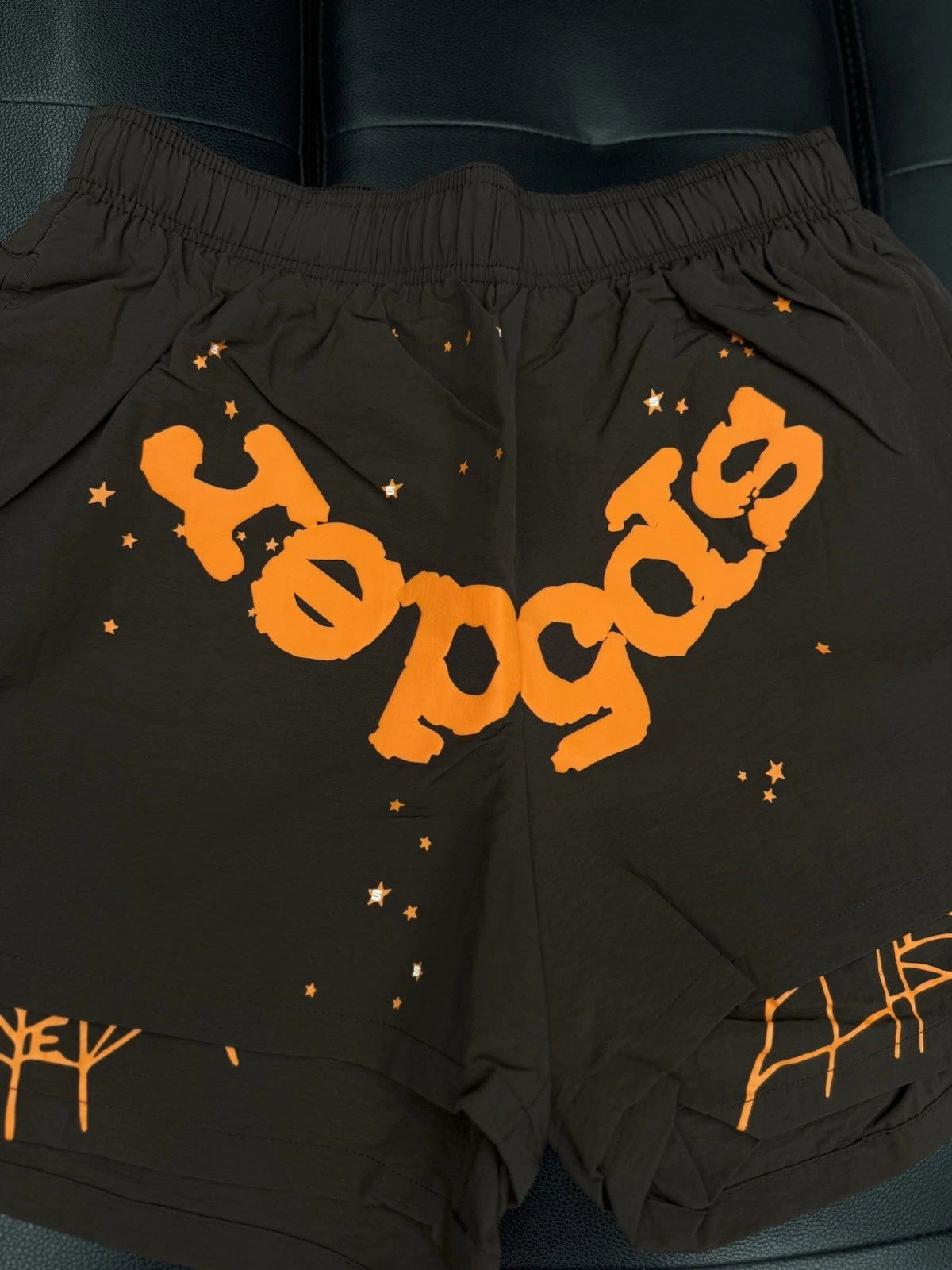 Sp5der Brown/Orange OG Double Layer Shorts - Deadstockdenimla
