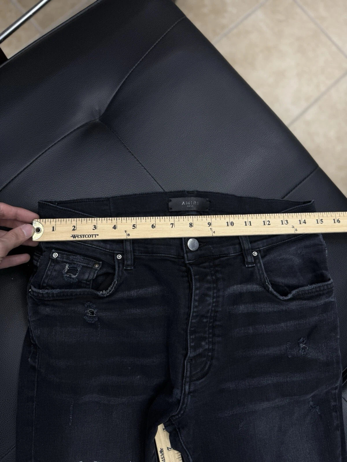 Amiri Angle Jeans Black Leg Logo - Deadstockdenimla