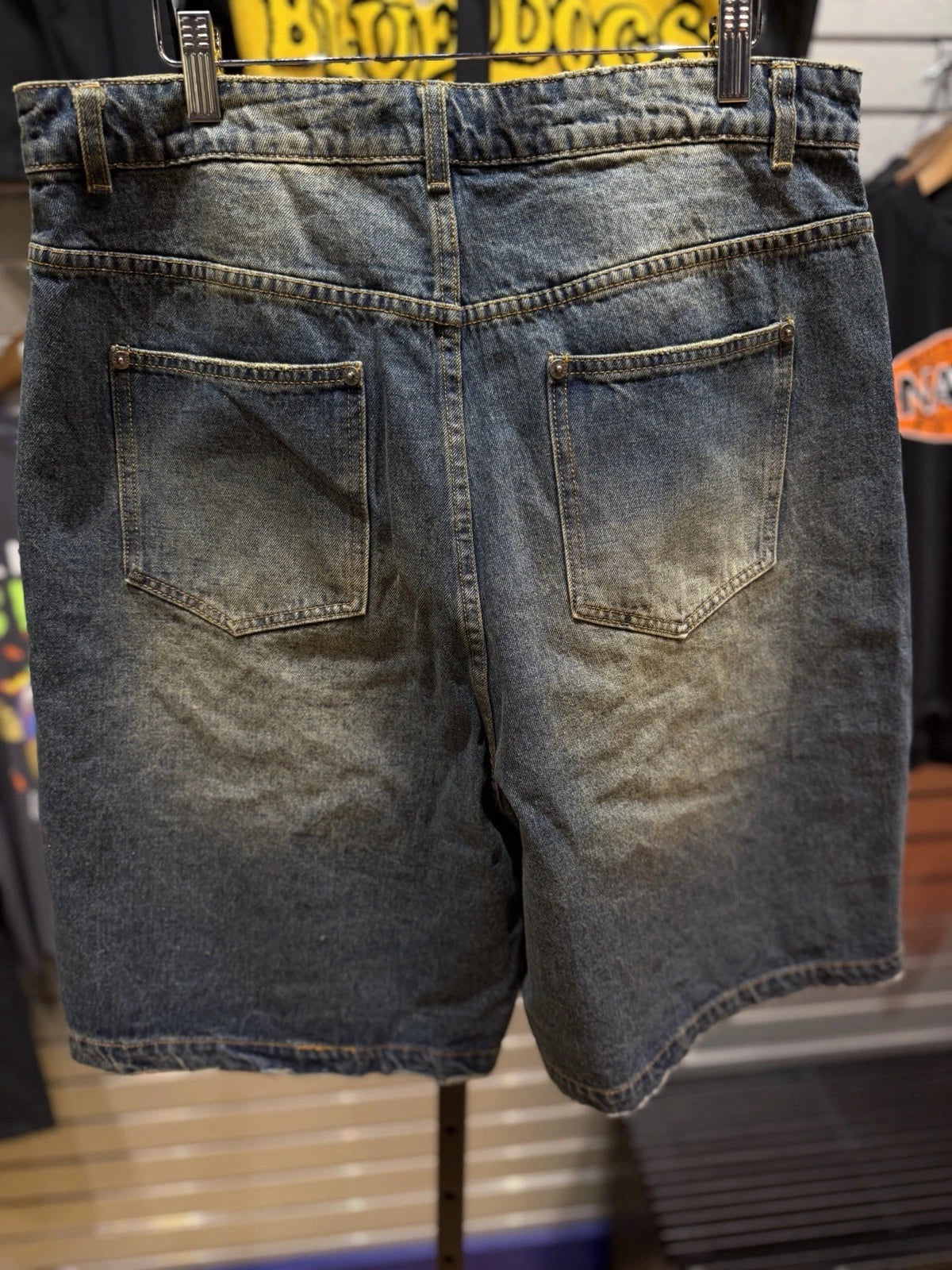Valley Blue Denim Stone Crystal Shorts