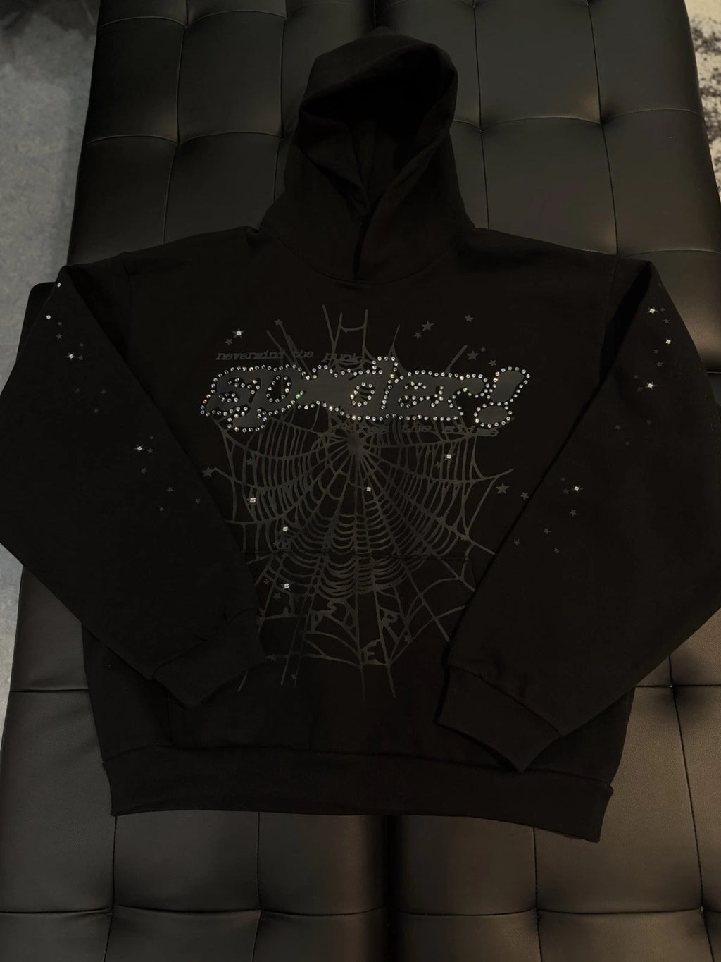 Sp5der Black VVS Stone Hoodie - Deadstockdenimla