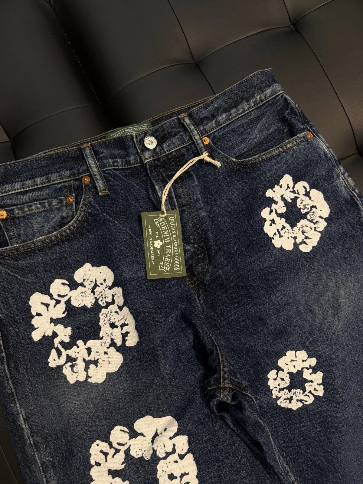 Denim Tears Light Washed Blue Cotton Wreath Jeans - Deadstockdenimla