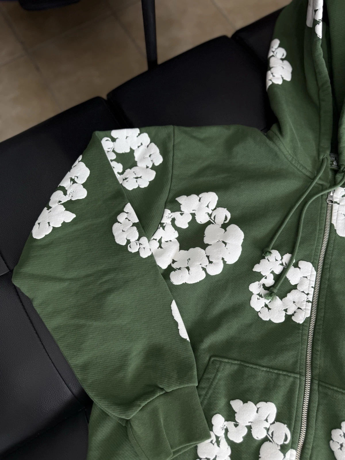 Denim Tears Cotton Wreath Green Zip Up Hoodie - Deadstockdenimla