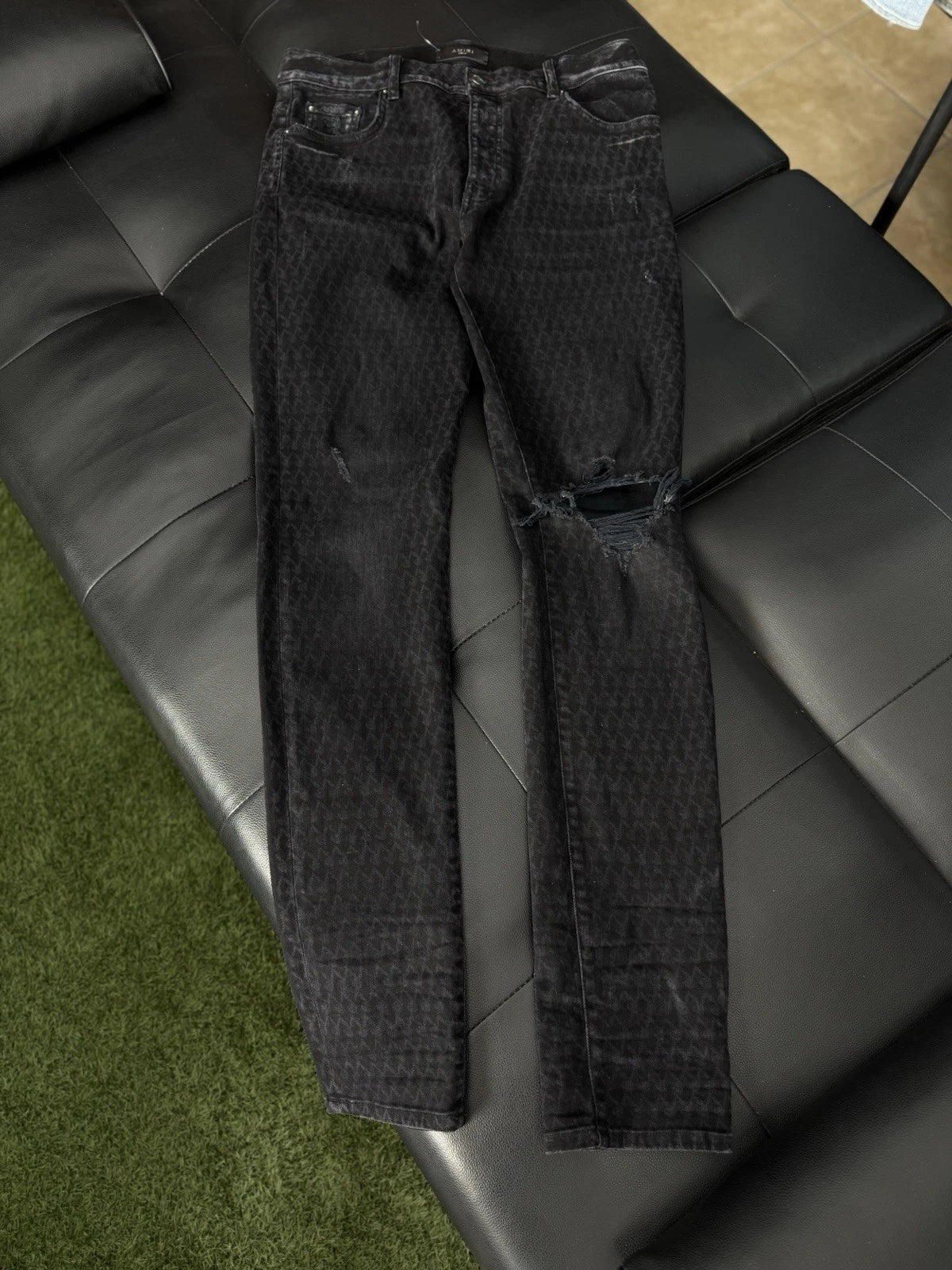 Amiri X Playboy Jeans Black Bunny Logo - Deadstockdenimla